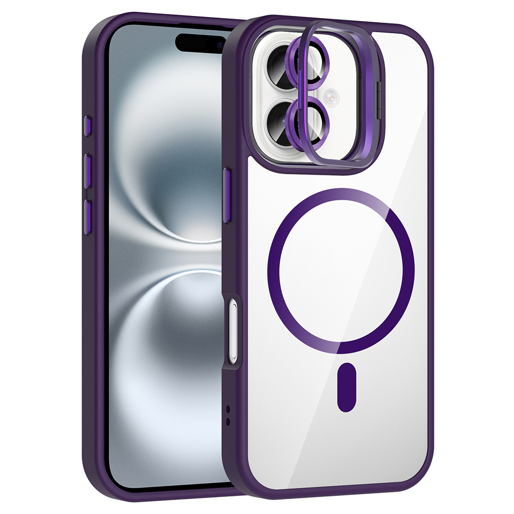 Apple iPhone 17 Kılıf Standlı ve Kamera Lens Hediyeli M-Safe Şarj Özellikli Etro Kapak