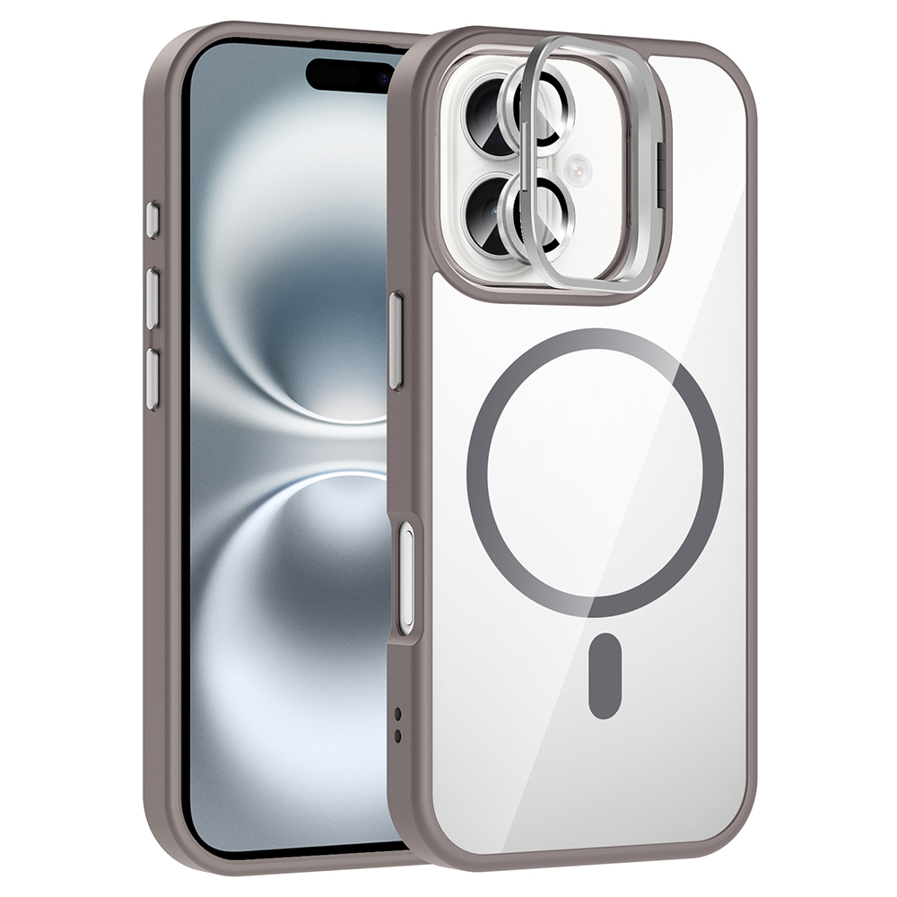 Apple iPhone 16 Plus Kılıf Standlı ve Kamera Lens Hediyeli M-Safe Şarj Özellikli Etro Kapak