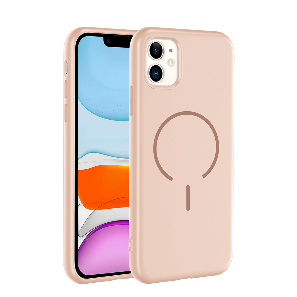Apple iPhone 11 Kılıf M-safe Şarj Özellikli Meta Kapak - Rose Pembe