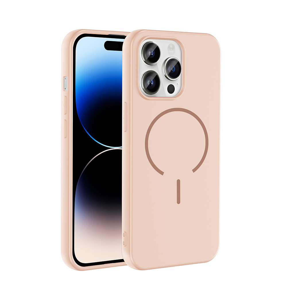 Apple iPhone 14 Pro Max Kılıf M-safe Şarj Özellikli  Meta Kapak - Rose Pembe