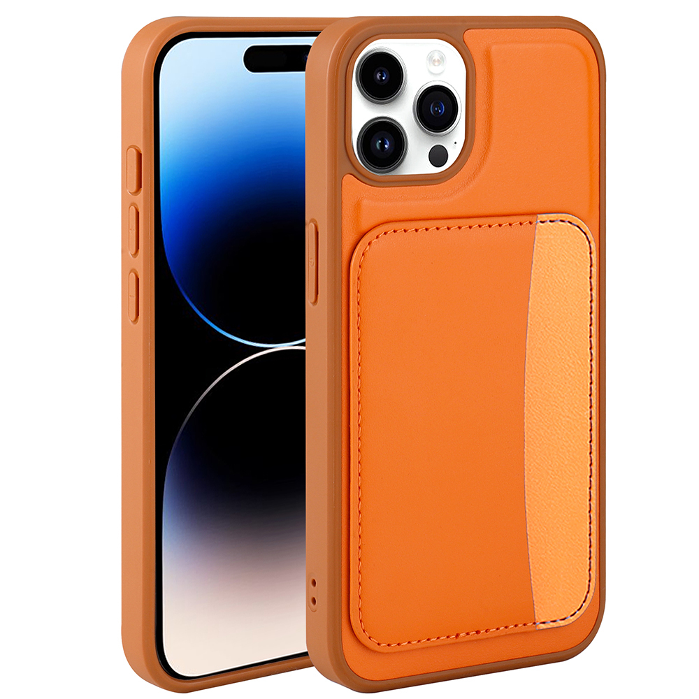 Apple iPhone 14 Pro Max Kılıf Kartlıklı  X-Kart Silikon Kapak - Turuncu