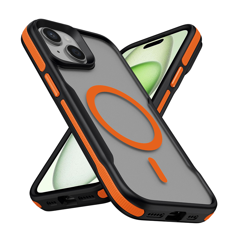 Apple iPhone 15 Pro Max Kılıf M-safe Şarj Özellikli Renkli Kenar Airbag Şeritli Lamer Kapak