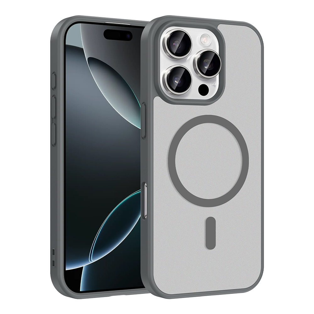 Apple iPhone 16 Pro Max Kılıf M-safe Şarj Özellikli  Babet Kapak - Gri