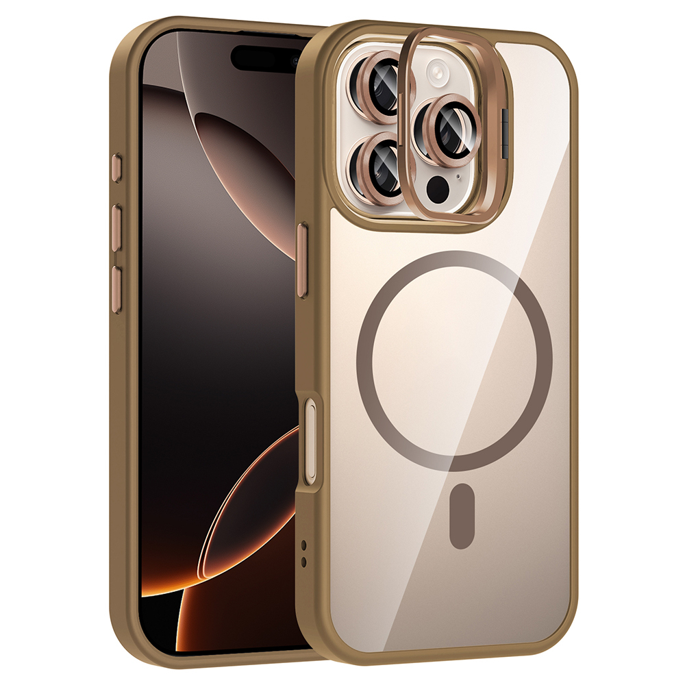 Apple iPhone 16 Pro Max Kılıf Standlı ve Kamera Lens Hediyeli M-Safe Şarj Özellikli Etro Kapak