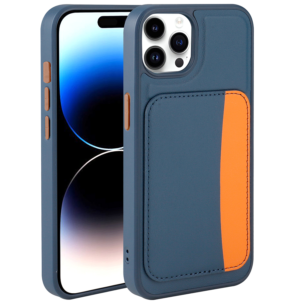 Apple iPhone 14 Pro Max Kılıf Kartlıklı X-Kart Silikon Kapak - Lacivert