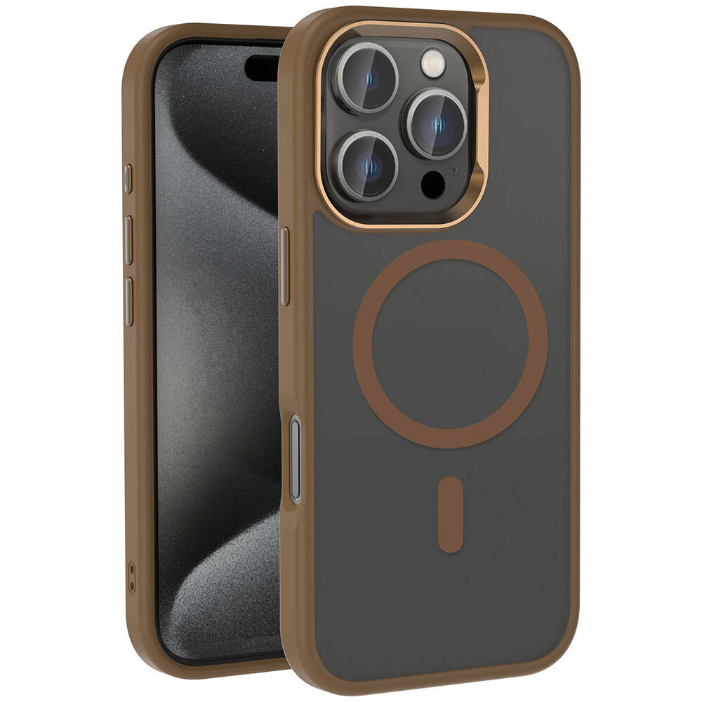 Apple iPhone 16 Pro Max Kılıf M-safe Şarj Özellikli Parlak Kamera Çerçeveli Kost Kapak