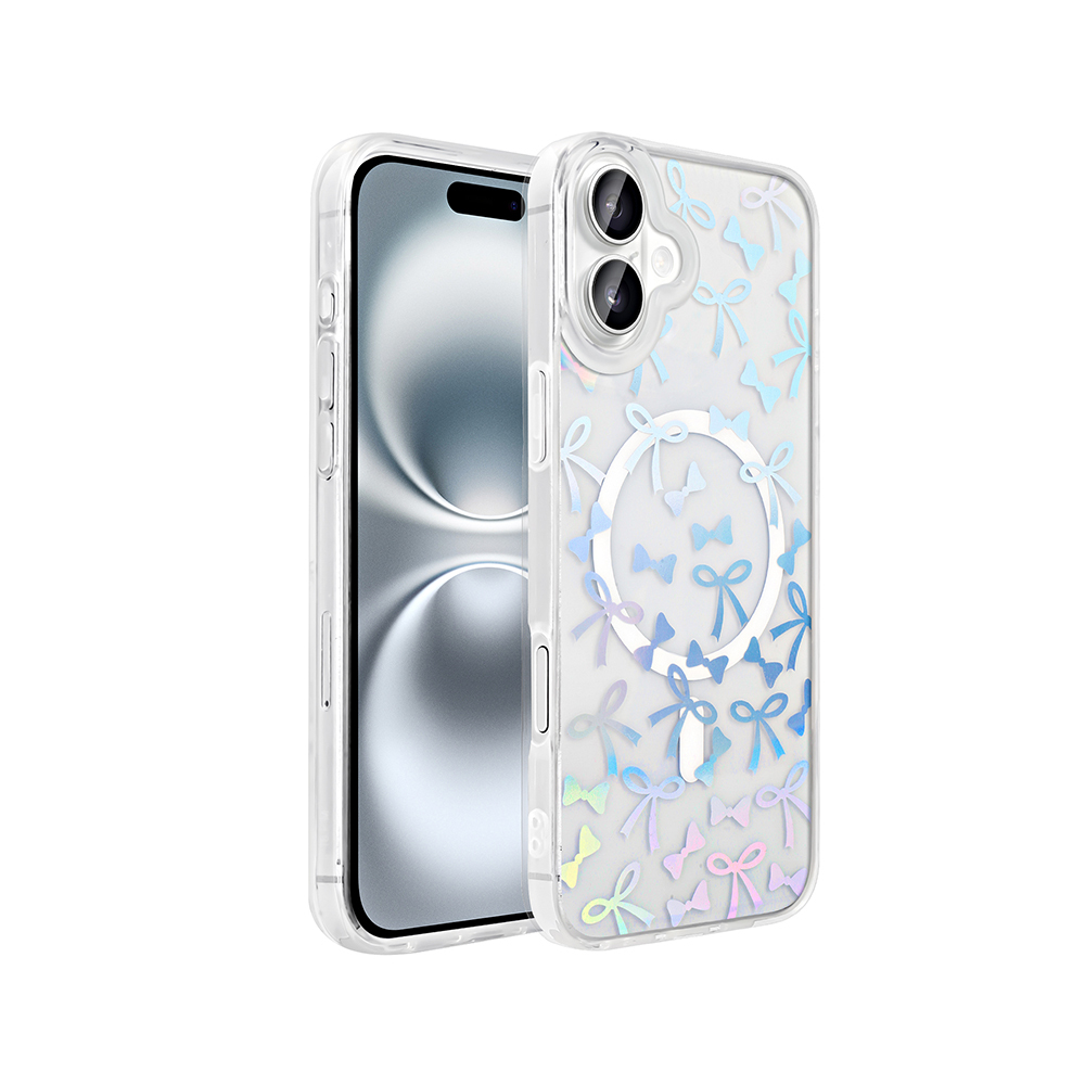 Apple iPhone 16 Plus Kılıf M-Safe Şarj Özellikli Şeffaf  Folk Sert Kapak