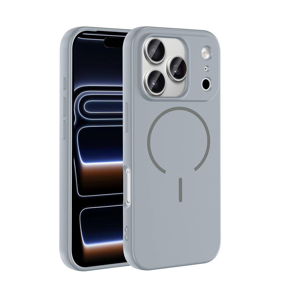 Apple iPhone 17 Pro Max Kılıf M-safe Şarj Özellikli  Meta Kapak - Titanyum-Gri