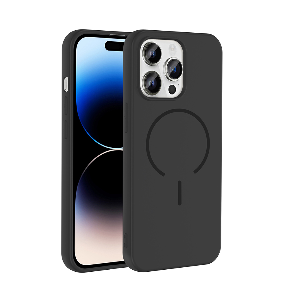 Apple iPhone 14 Pro Max Kılıf M-safe Şarj Özellikli  Meta Kapak - Siyah