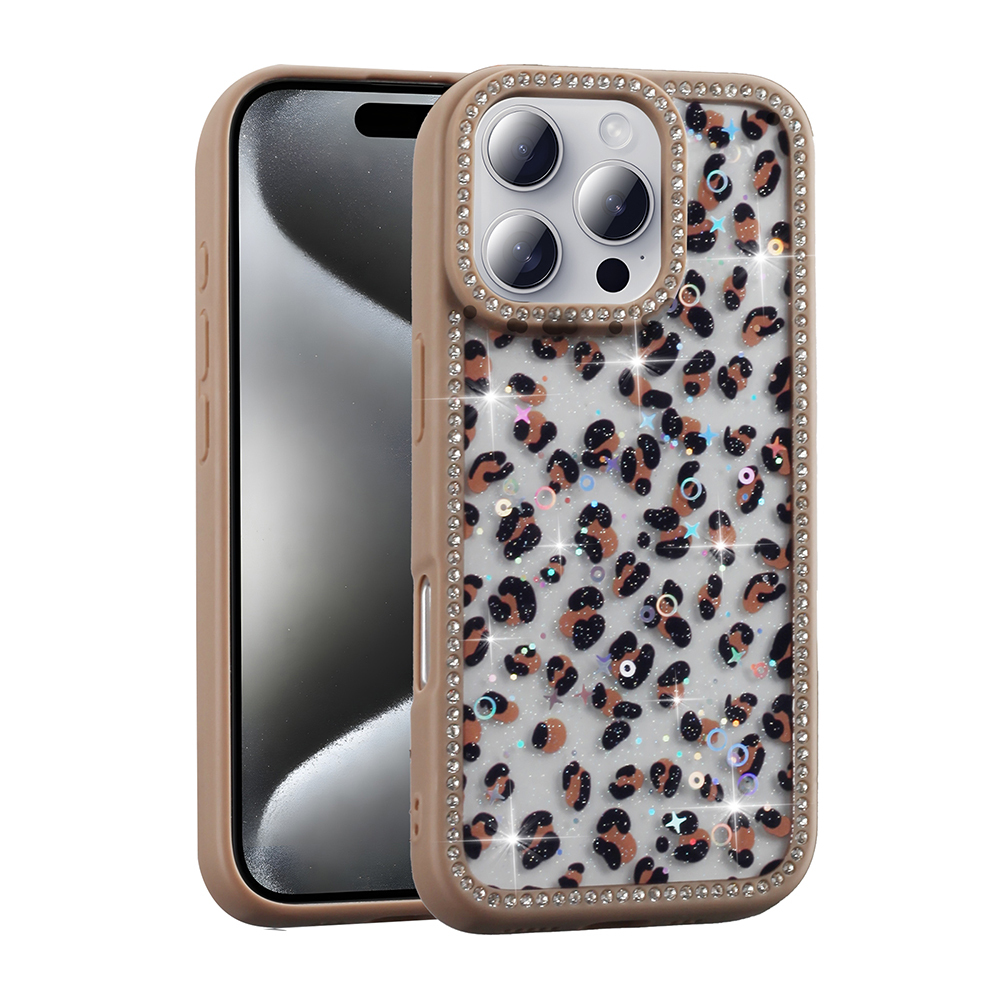 Apple iPhone 16 Pro Kılıf Taşlı ve Simli Tasarım  Azra Kapak
