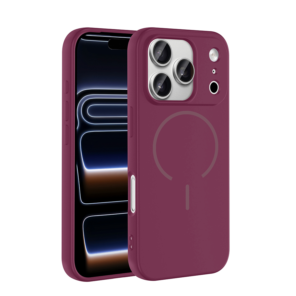 Apple iPhone 17 Pro Kılıf M-safe Şarj Özellikli  Meta Kapak - Mürdüm