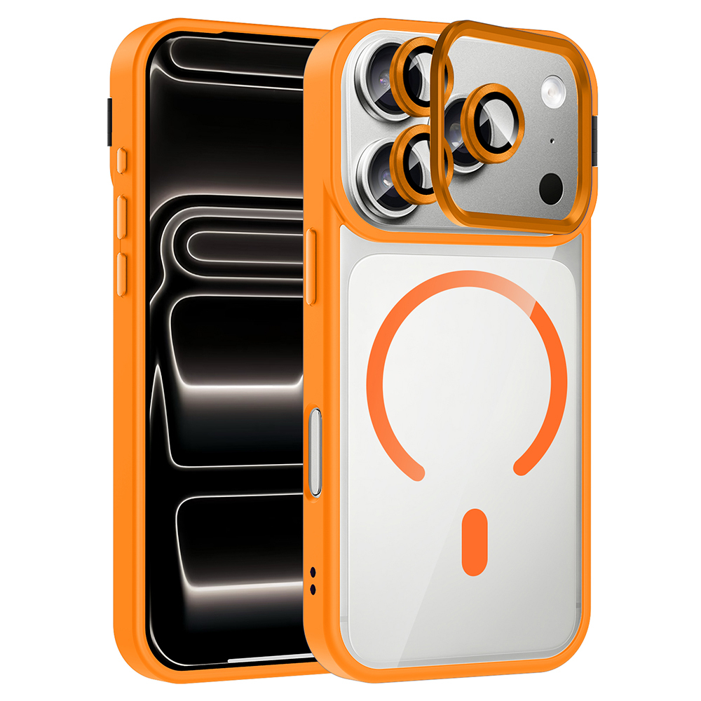 Apple iPhone 17 Pro Max Kılıf Standlı ve Kamera Lens Hediyeli M-Safe Şarj Özellikli Etro Kapak