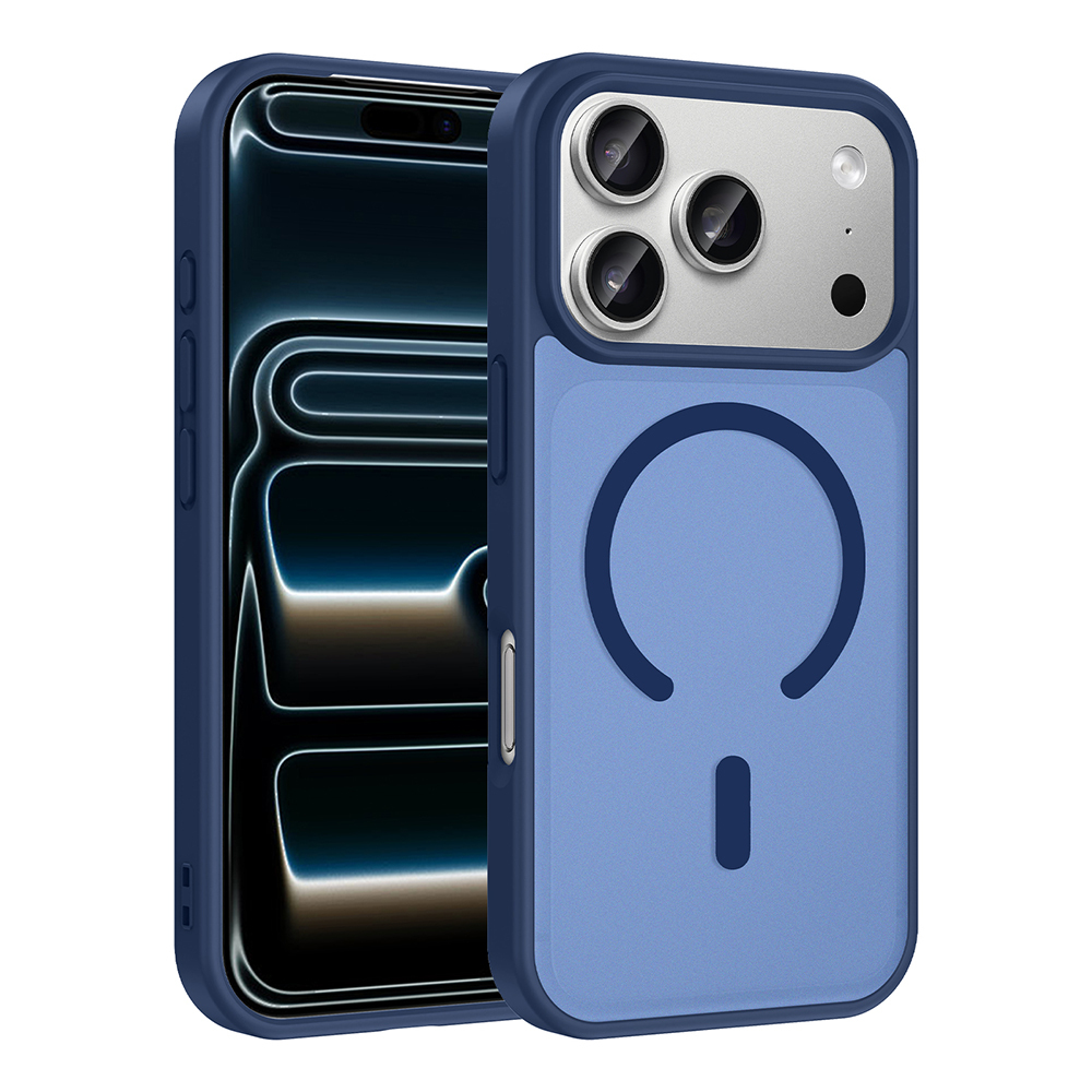Apple iPhone 17 Pro Kılıf M-safe Şarj Özellikli Babet Kapak - Mavi