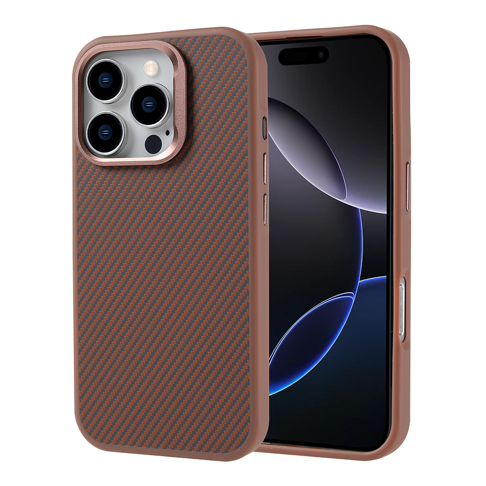 Apple iPhone 16 Pro Max Kılıf M-safe Şarj Özellikli Karbon Fiber Görünümlü Troy Kapak