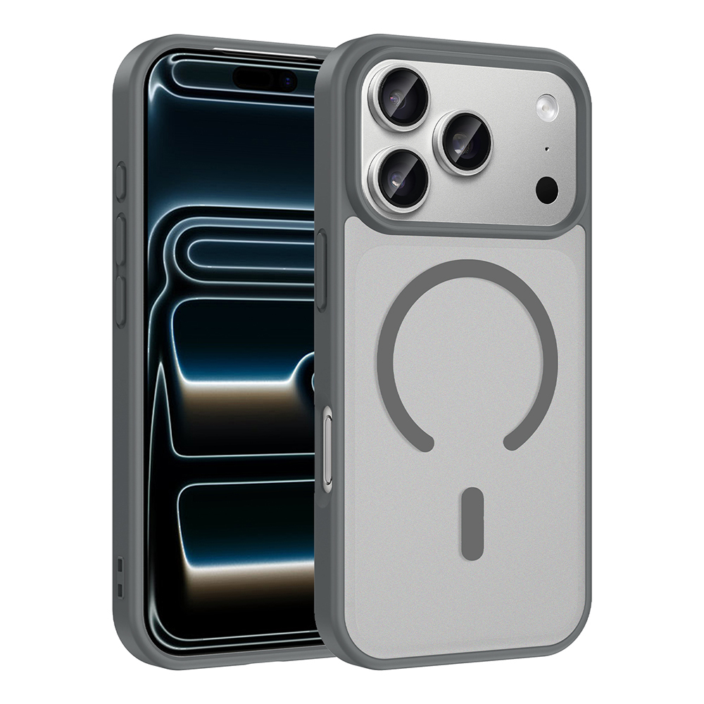 Apple iPhone 17 Pro Kılıf M-safe Şarj Özellikli  Babet Kapak - Gri