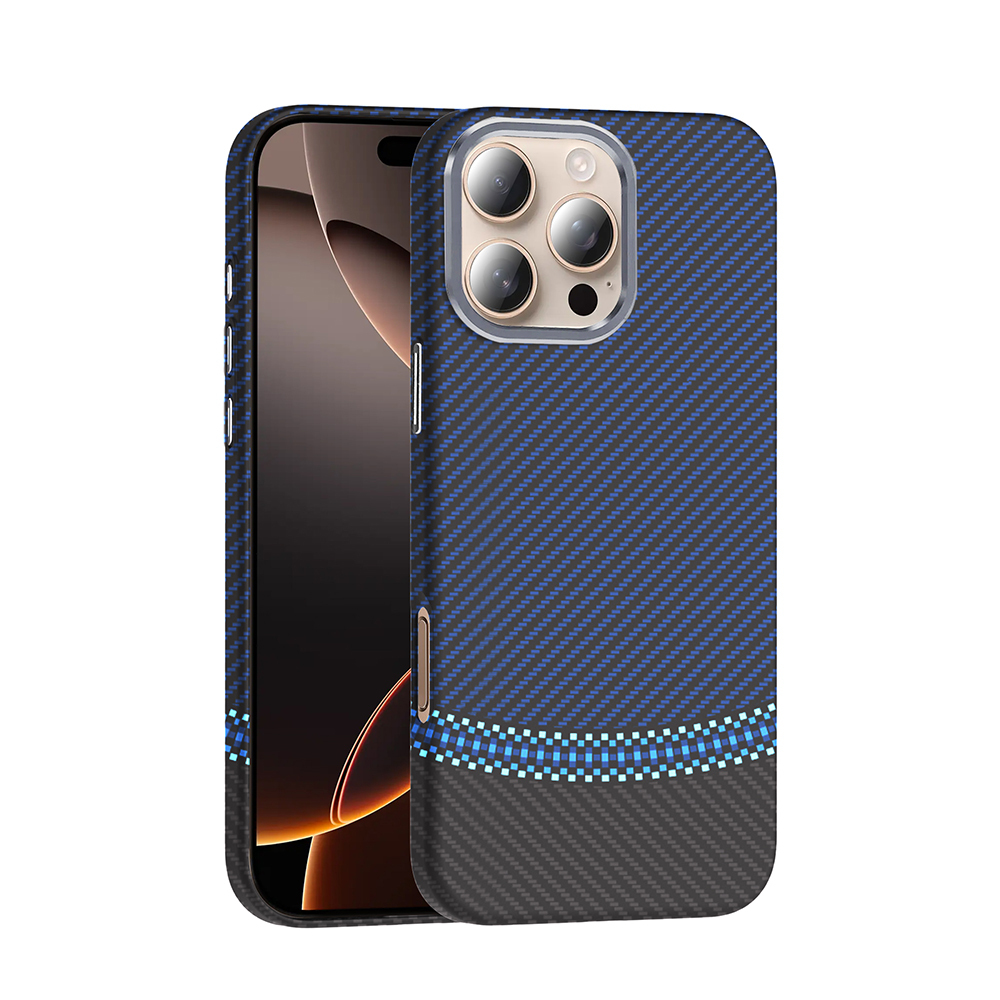 Apple iPhone 16 Pro Max Kılıf M-safe Şarj Özellikli Karbon Fiber Görünümlü Gros Kapak