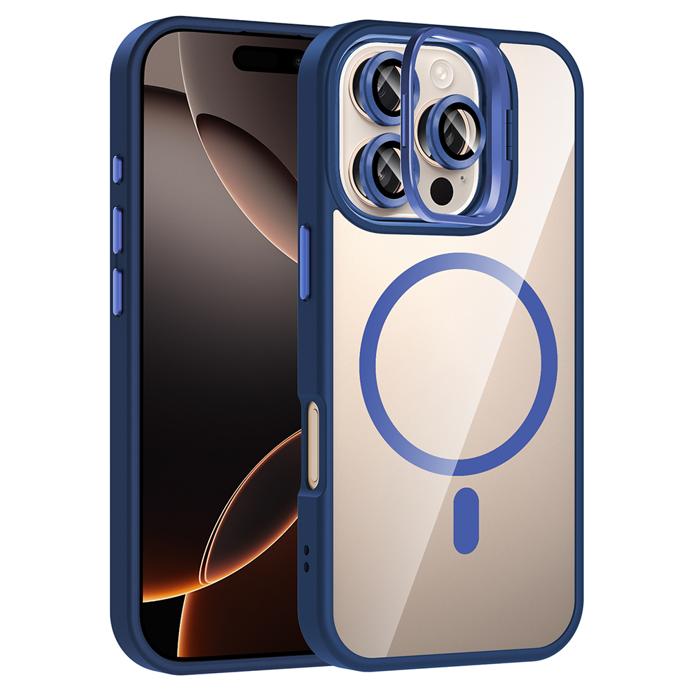 Apple iPhone 16 Pro Kılıf Standlı ve Kamera Lens Hediyeli M-Safe Şarj Özellikli Etro Kapak