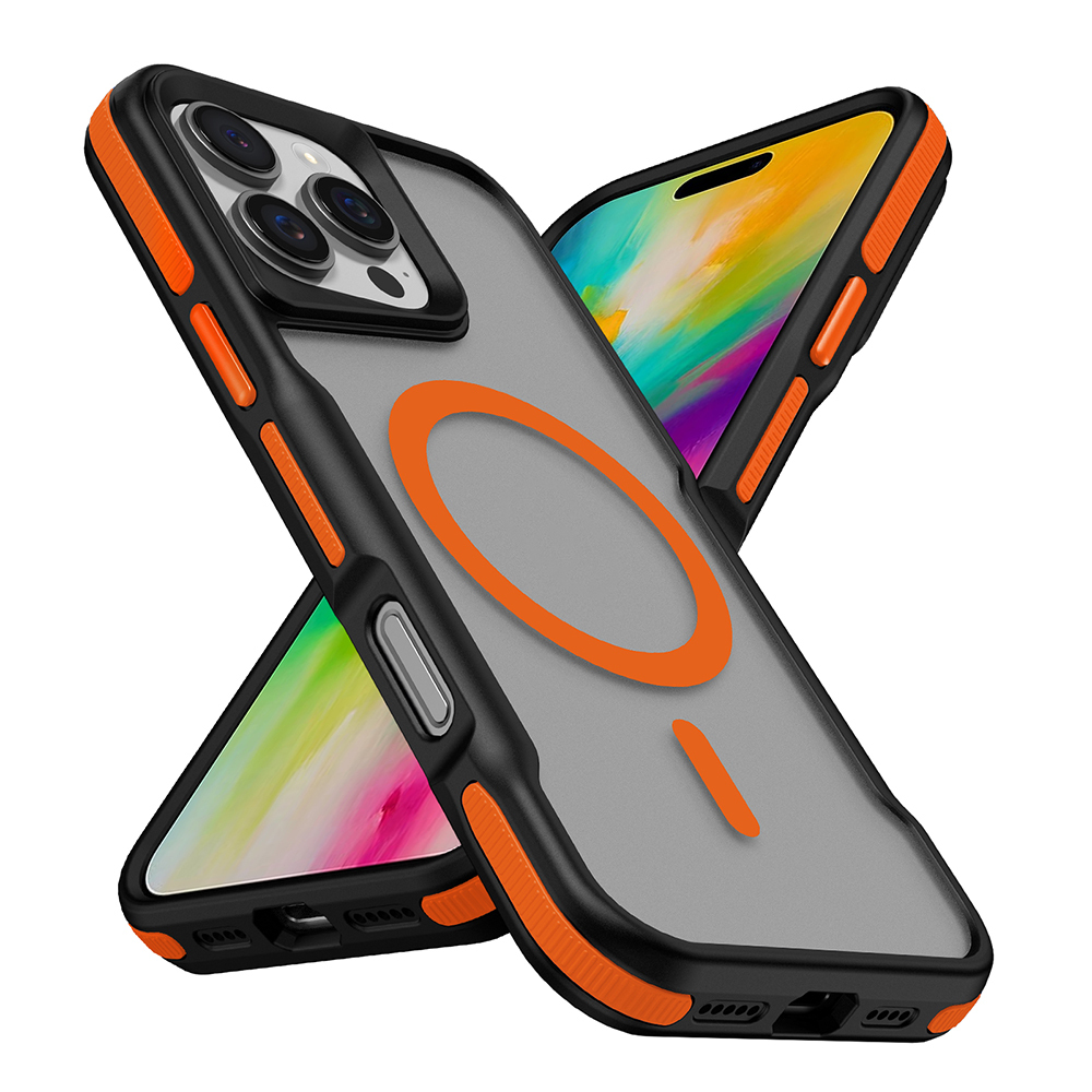 Apple iPhone 16 Pro Max Kılıf M-safe Şarj Özellikli Renkli Kenar Airbag Şeritli Lamer Kapak