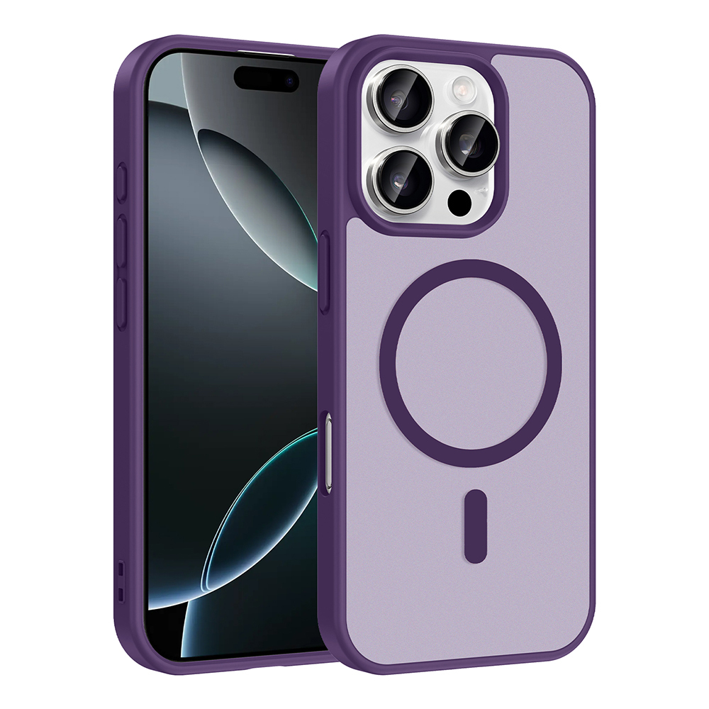 Apple iPhone 16 Pro Max Kılıf M-safe Şarj Özellikli  Babet Kapak - Derin Mor
