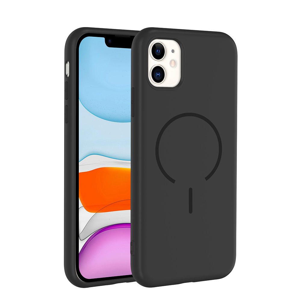 Apple iPhone 11 Kılıf M-safe Şarj Özellikli  Meta Kapak - Siyah