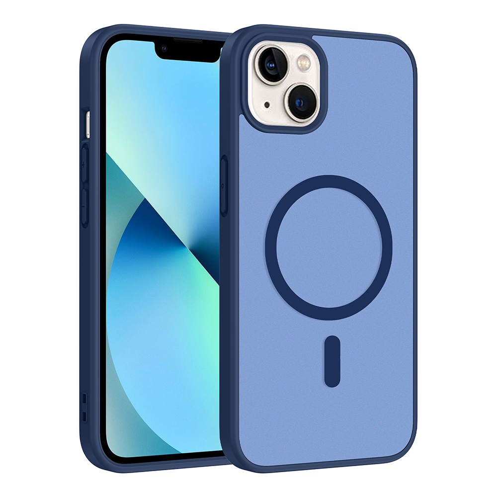 Apple iPhone 14 Kılıf M-safe Şarj Özellikli Babet Kapak - Mavi