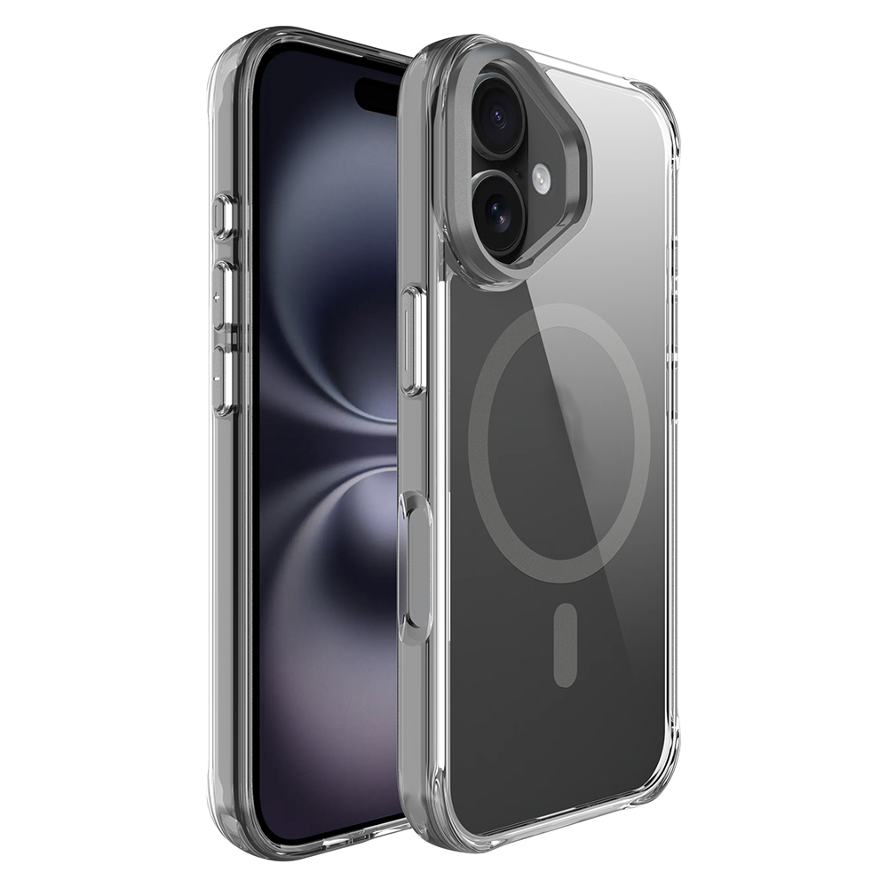 Apple iPhone 17 Kılıf M-safe Şarj Özellikli Airbagli Kamera Standlı  Azor Kapak - Koyu Gri