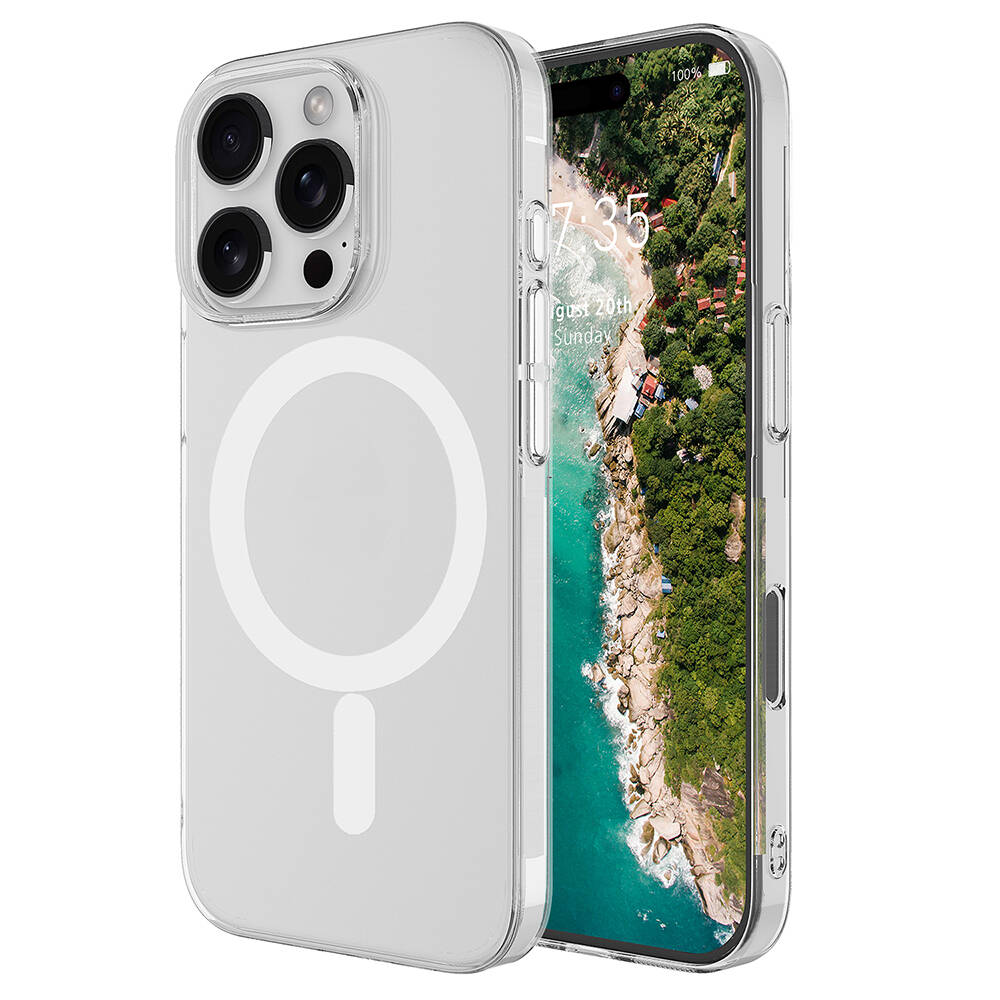 Apple iPhone 16 Pro Kılıf M-safe Şarj Özellikli Şeffaf Tek Kamera Çerçeveli Porto Kapak