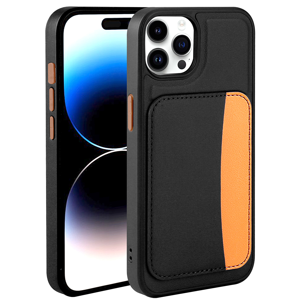 Apple iPhone 15 Pro Max Kılıf Kartlıklı  X-Kart Silikon Kapak - Siyah