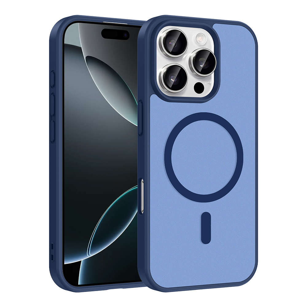 Apple iPhone 16 Pro Kılıf M-safe Şarj Özellikli Babet Kapak - Mavi