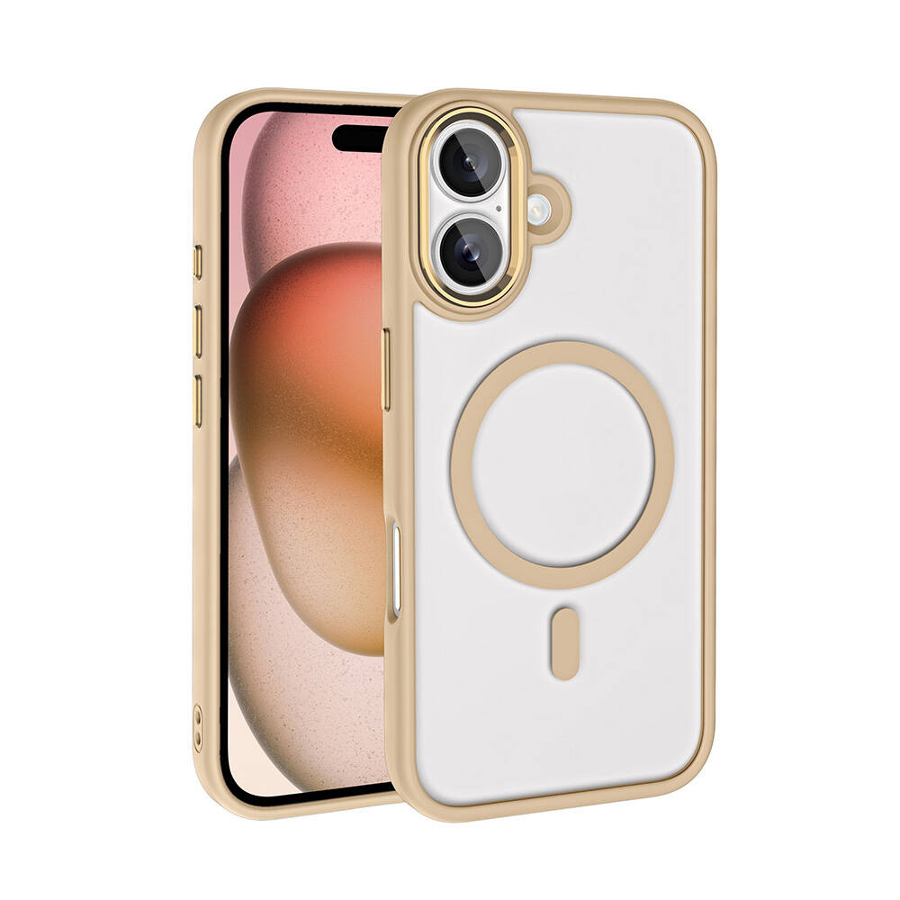 Apple iPhone 16 Plus Kılıf Wireless Şarj Özellikli Krom M-safe Silikon Kapak