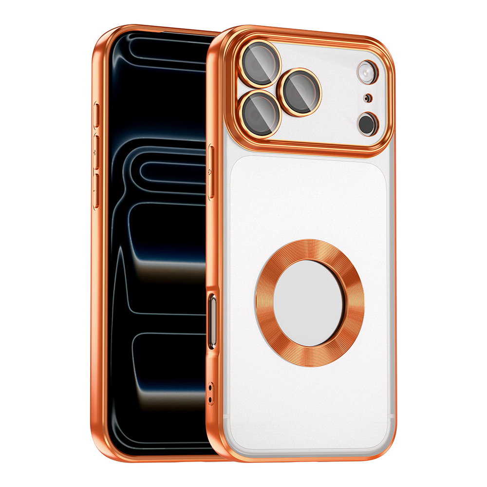 Apple iPhone 17 Pro Kılıf Kamera Korumalı Logo Gösteren  Omega Kapak - Turuncu