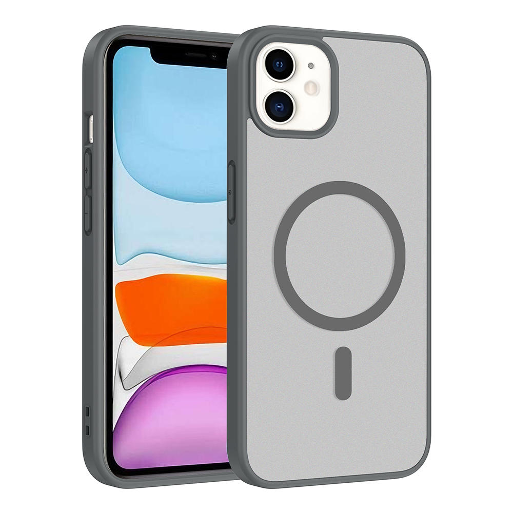 Apple iPhone 11 Kılıf M-safe Şarj Özellikli  Babet Kapak - Gri