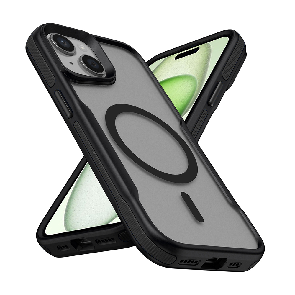 Apple iPhone 14 Pro Kılıf M-safe Şarj Özellikli Renkli Kenar Airbag Şeritli Lamer Kapak