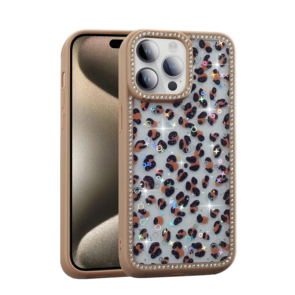 Apple iPhone 14 Pro Kılıf Taşlı ve Simli Tasarım  Azra Kapak