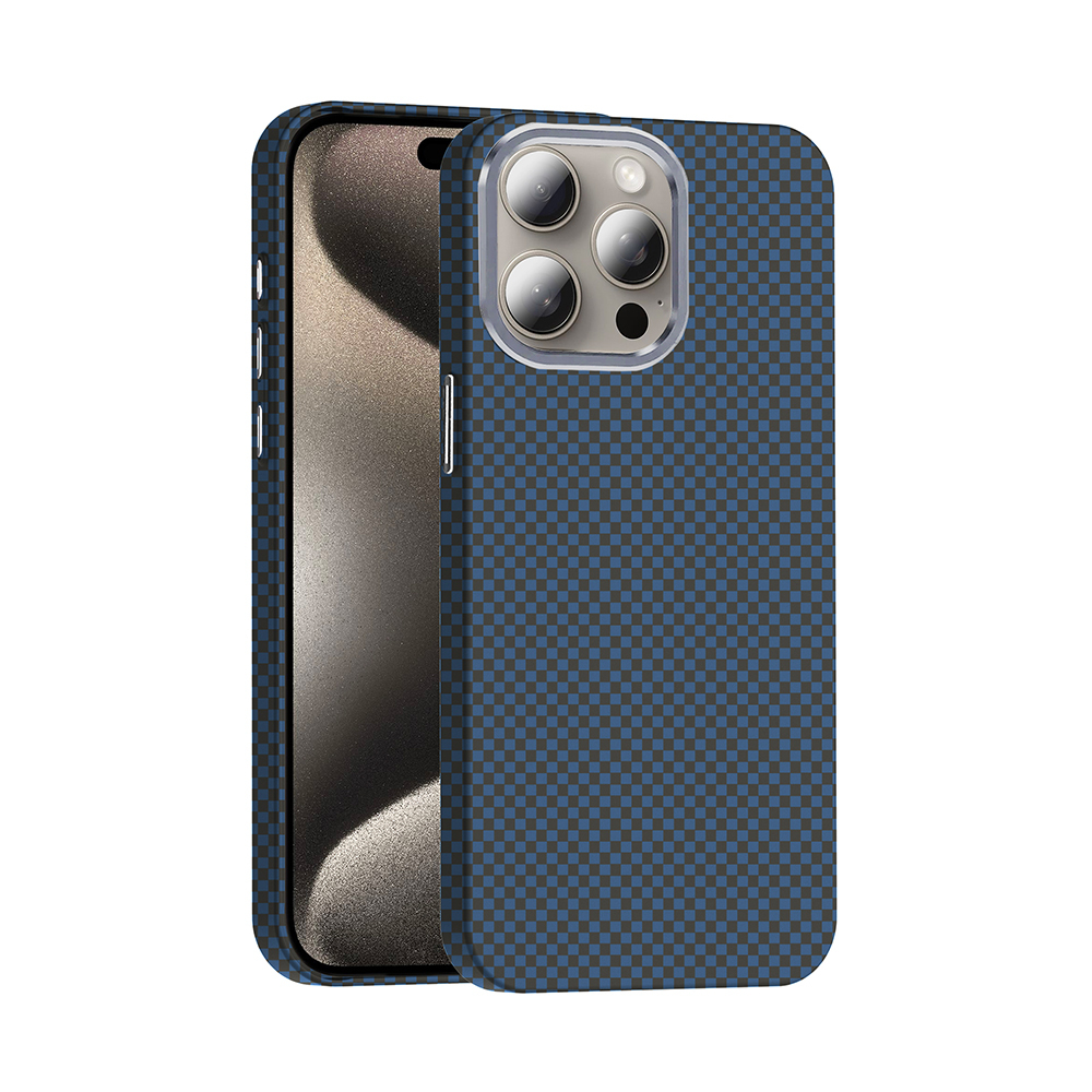 Apple iPhone 15 Pro Kılıf M-safe Şarj Özellikli Karbon Fiber Görünümlü Gros Kapak