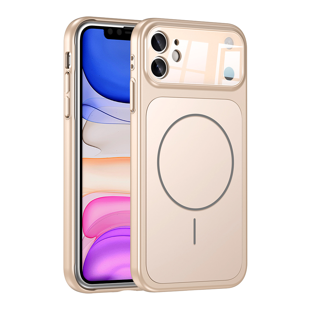 Apple iPhone 11 Kılıf M-Safe Şarj Özellikli Kamera Korumalı Formen Kapak - Gold
