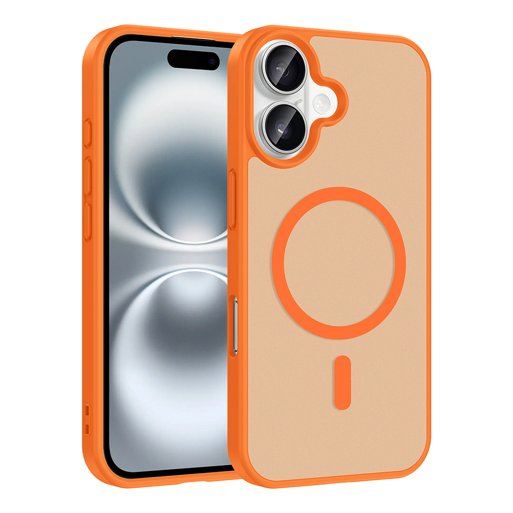 Apple iPhone 16 Kılıf M-safe Şarj Özellikli Babet Kapak - Turuncu