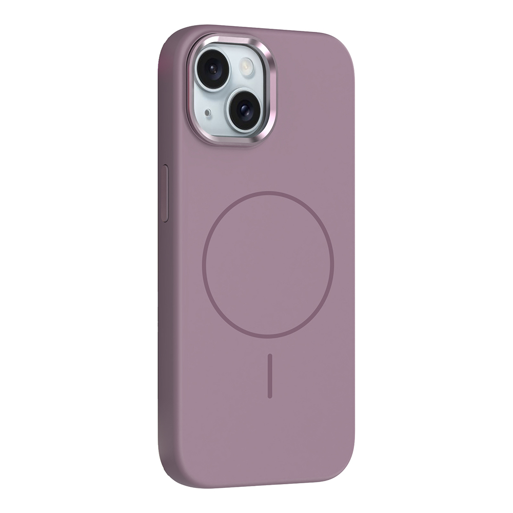 Apple iPhone 13 Kılıf M-Safe Şarj Özellikli Metal Kamera Çerçeveli  Edi Silikon Kapak - Mor