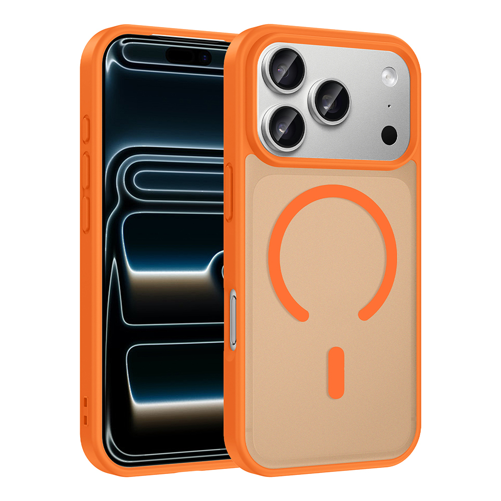 Apple iPhone 17 Pro Kılıf M-safe Şarj Özellikli  Babet Kapak - Turuncu
