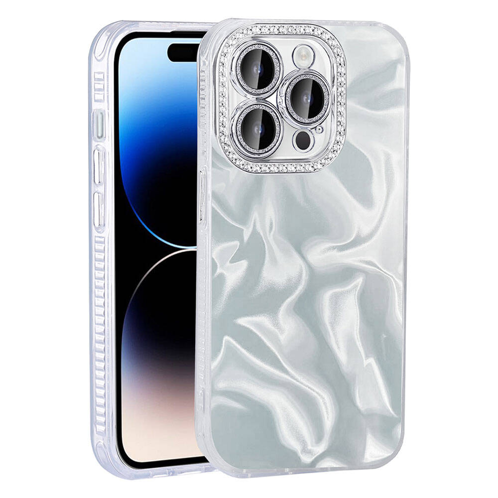 Apple iPhone 15 Pro Kılıf Airbagli Parlak Taş Detay Tasarımlı Esila Kapak