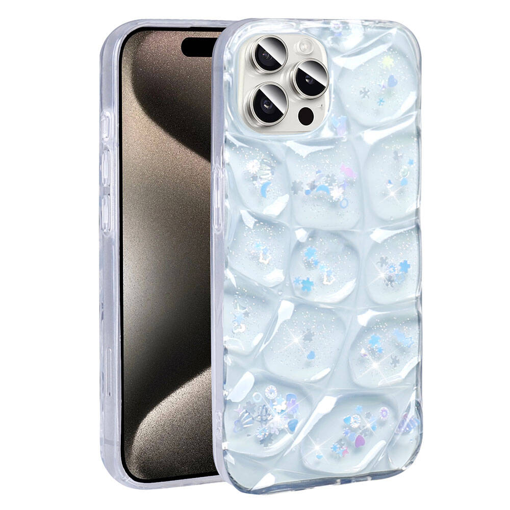 Apple iPhone 15 Pro Max Kılıf Simli 3D Desenli  Hacar Kapak