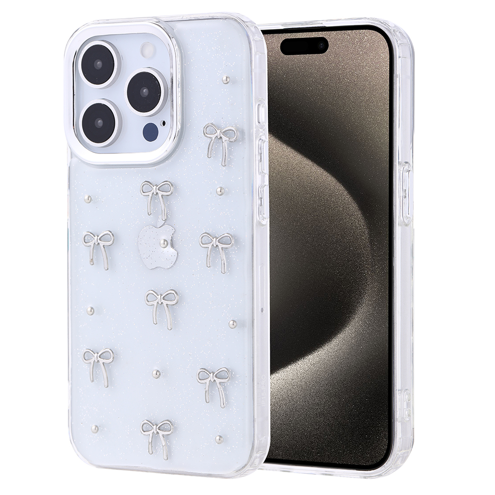Apple iPhone 15 Pro Kılıf Airbag Tasarımlı Simli Şeffaf Kutup Kapak