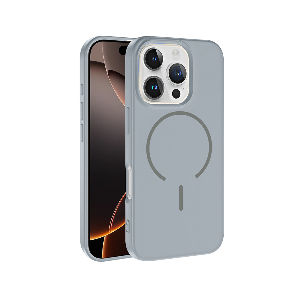 Apple iPhone 16 Pro Max Kılıf M-safe Şarj Özellikli Meta Kapak - Titanyum-Gri