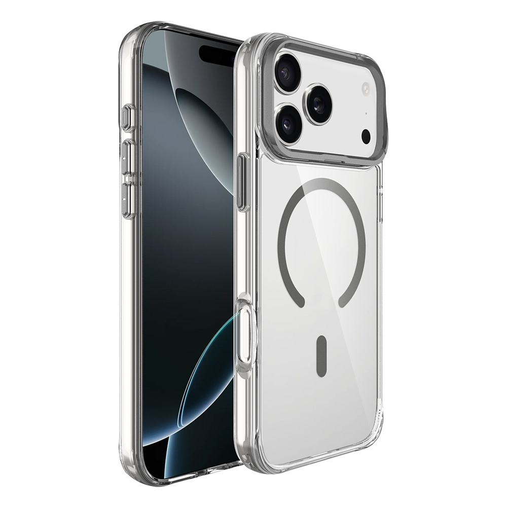 Apple iPhone 17 Pro Max Kılıf M-safe Şarj Özellikli Airbagli Kamera Standlı  Azor Kapak - Koyu Gri