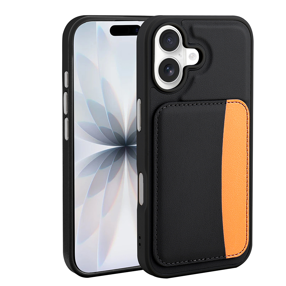 Apple iPhone 16 Kılıf Kartlıklı X-Kart Silikon Kapak - Siyah