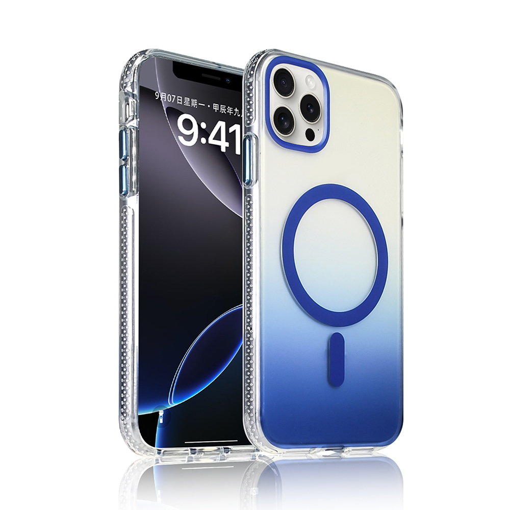 Apple iPhone 15 Pro Max Kılıf M-safe Şarj Özellikli Transparan Renk Geçişli Toros Kapak