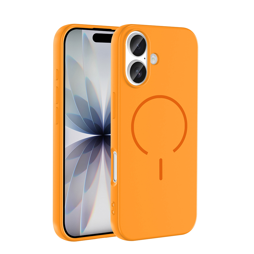 Apple iPhone 17 Kılıf M-safe Şarj Özellikli  Meta Kapak - Turuncu