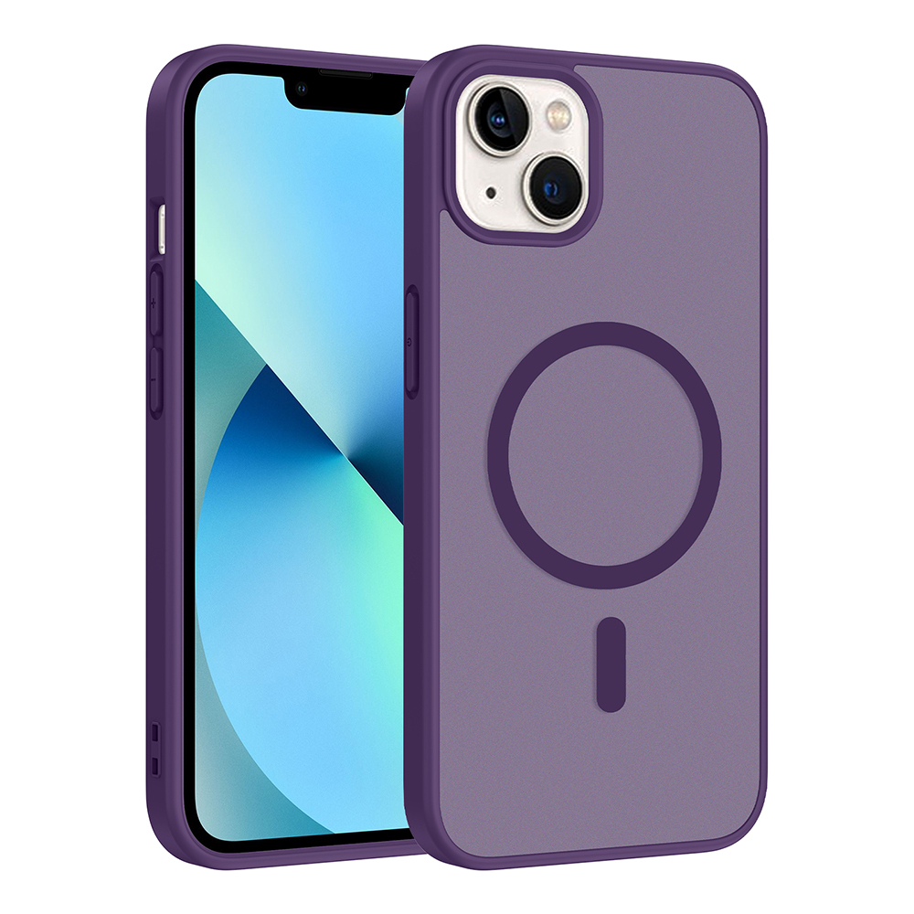Apple iPhone 14 Kılıf M-safe Şarj Özellikli Babet Kapak - Derin Mor