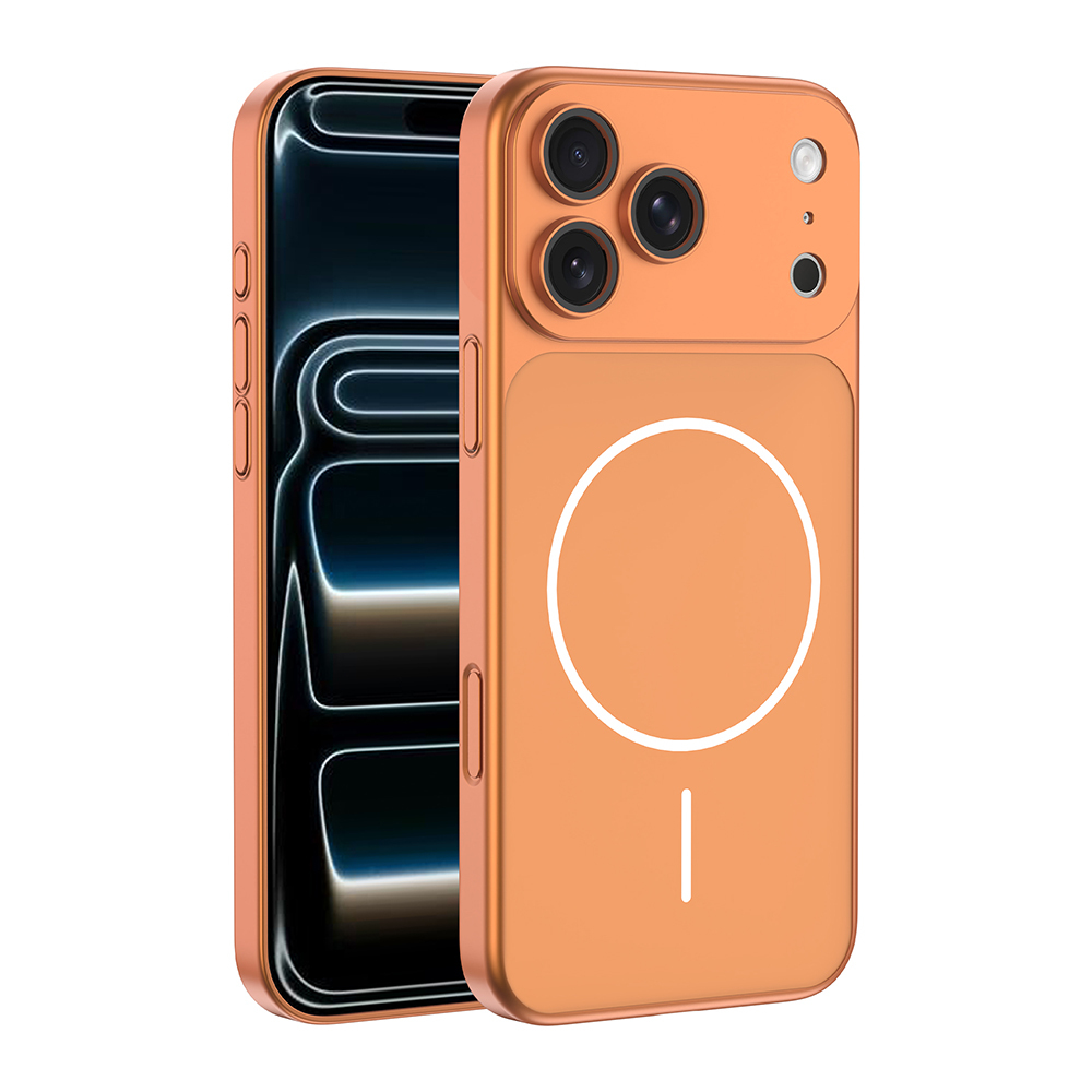 Apple iPhone 16 Pro Kılıf M-Safe Şarj Özellikli Kamera Korumalı Spark Kapak - Turuncu