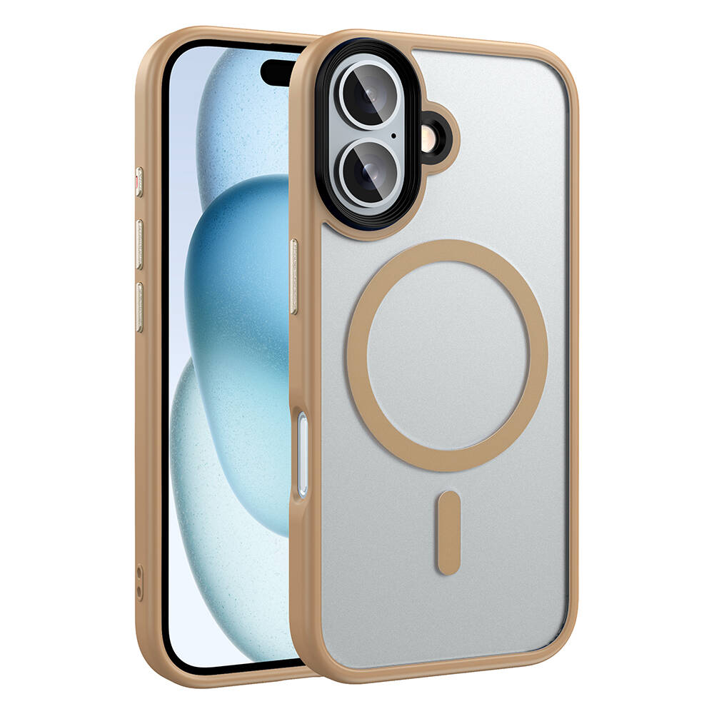 Apple iPhone 16 Plus Kılıf Mat Arka Yüzey Wireless Şarj Özellikli Flet M-safe Kapak